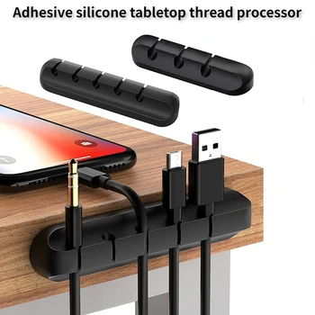 סיליקון כבל USB ארגונית בעל כבל Winder שולחן עבודה מסודר ניהול קליפים מחזיק הכבל על אוזניות חוט העכבר ארגונית