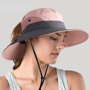 ספארי סאן כובעים לנשים בקיץ כובע רחב שוליים UV הגנה UPF הקוקו חיצונית דייג הליכה כובע נשי 2021