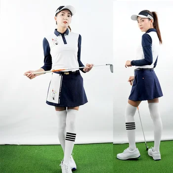 ספורט גולף ללבוש נשים קוריאני החליפה מקום עם שרוולים ארוכים בנות החליפה לנשימה Toray פונקציונלי בד תפירה מודפסים מתיחה