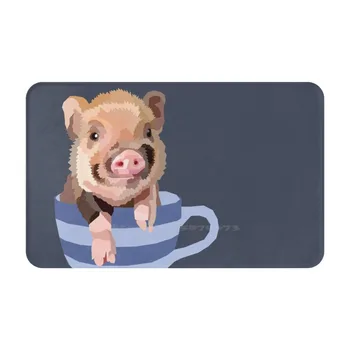 ספל התה חזיר 3D מוצרים לבית, שטיח שטיח שטיח משטח רגליים תה חזיר חיה חמודה חזיר התינוק חזיר וקטור אמנות דיגיטלית איור
