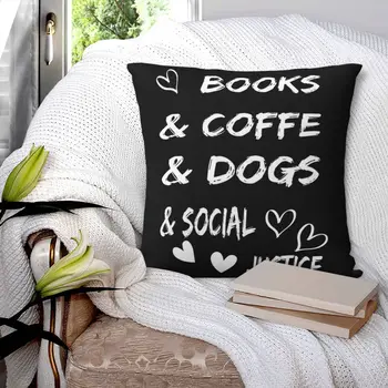ספרים וקפה כלבים, צדק חברתי בכיכר הציפית לכרית כיסוי פוליאסטר נוחות לזרוק את הכרית בסלון הבית.