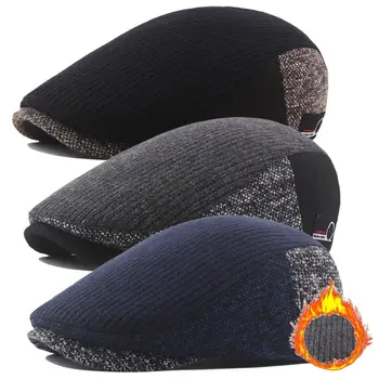 סתיו חורף עבה חם בציר מתומן כובע כתב כובע הברט כובע גטסבי שטוח קאפ