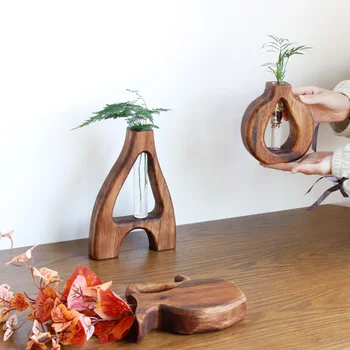 עבודת יד עץ מלא אגרטל השיש יצירתי הסלון מועדון פנאי סידור פרחים עציצים קישוטי