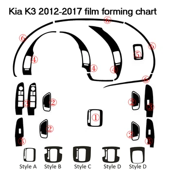 עבור Kia K3 2012-2018 הפנים מרכז הבקרה ידית הדלת 3D/5D סיבי פחמן מדבקות מדבקות רכב סטיילינג Accessorie