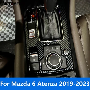 עבור מאזדה 6 M6 Atenza 2019-2021 2022 2023 סיבי פחמן במרכז הקונסולה ציוד Shift תיבת הבקרה כיסוי לקצץ אביזרי רכב סטיילינג
