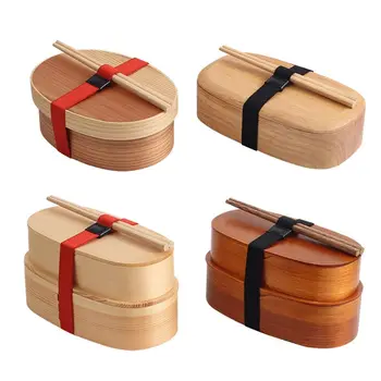 עץ בסגנון יפני קופסא ארוחת צהריים פשוטה יומן רב-תכליתי פריטים ביתיים
