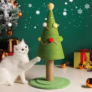 עץ חג המולד חתול מגרד טור טיפוס מסגרת סיסל חתול טחינה כפות חתול מגרד לוח חיות מחמד צעצוע חג מולד קישוט