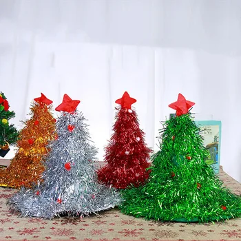 עץ חג המולד כובעים מבוגרים ילדים החג אביזרים חג המולד מסיבת שנה החדשה כובע ירוק אדום זהב סנטה קלאוס מתנת חורף חם קאפ