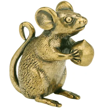 פליז העכבר קישוט מעודן גילוף קטנים, עיצוב אקווריום קישוטים פסל פסלון דוגמנות המשרד Tablescape