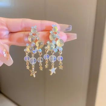 קוריאני אבן צבעוניים כוכבים תליון עגילים לנשים 2023 סגנון חדש צבעוני ריינסטון הצהרה Earings מסיבת אביזרים