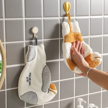 קורל קטיפה יד מגבת מטבח אמבטיה מטלית ניקוי מיקרופייבר קריקטורה תלוי סופג Dishcloths הביתה מגבות אמבטיה