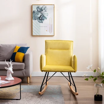 קטיפה כסא נדנדה מודרני מרופדים ריפוד כיסא נדנדה נוחות לצד כורסת הסלון ואת חדר השינה צהוב