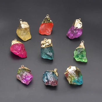 קסם צבעוני אבן טבעית לא סדיר בצורת האבן המקורית תליון תכשיטים עושים DIY-שרשרת עגילים אביזרים מתנה