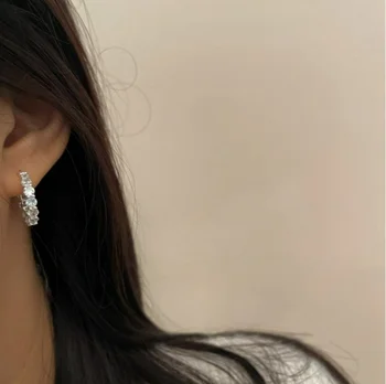 קריסטל בצורת U האוזן טבעת חישוק עגילים לנשים מסנוורות אביזרים החתונה עדין מתנת יום הולדת הצהרה תכשיטים