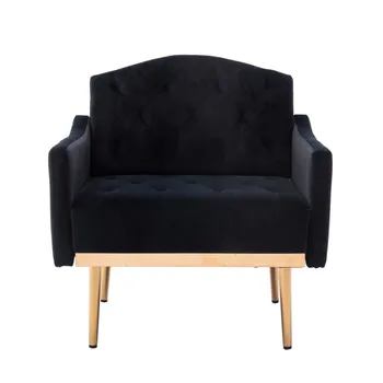שחור מבטא את הכיסא, פנאי יחיד, ספה,ספה נפתחת, בסלון ספה, רוז זהב רגל, קטיפה בד יותר נוח.