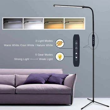 שליטה מרחוק ניתן לעמעום עומד אור LED מנורת רצפה 12W גמיש Gooseneck לגעת עמעום לימוד קריאה הסלון