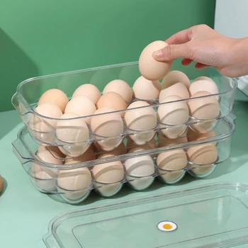 שקוף גלוי 16 רשת מקרר ביצה קופסא לאחסון אביזרים למטבח