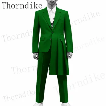 תורנדייק הגעה חדשה ירוק סדיר חליפות גברים תלבושות לחתן חליפות דש חתונה Terno Masculino Slim Fit T1282