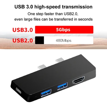 תחנת עגינה למחשב הנייד משטרת Charger Type-C USB C מתאם USB נייד C רכזת 4K HDMI תואם במהירות גבוהה עבור Microsoft Surface Pro 8