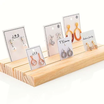 תכשיטים עגילים מתלה מעץ מלא תצוגת אביזרים חריץ כרטיס הצלחת להציג עגילים מדף קישוטים אחסון מחזיק מעמד